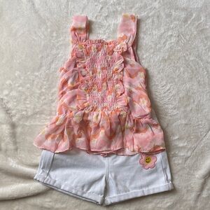 Nannette Pink and Yellow Floral Peplum Top